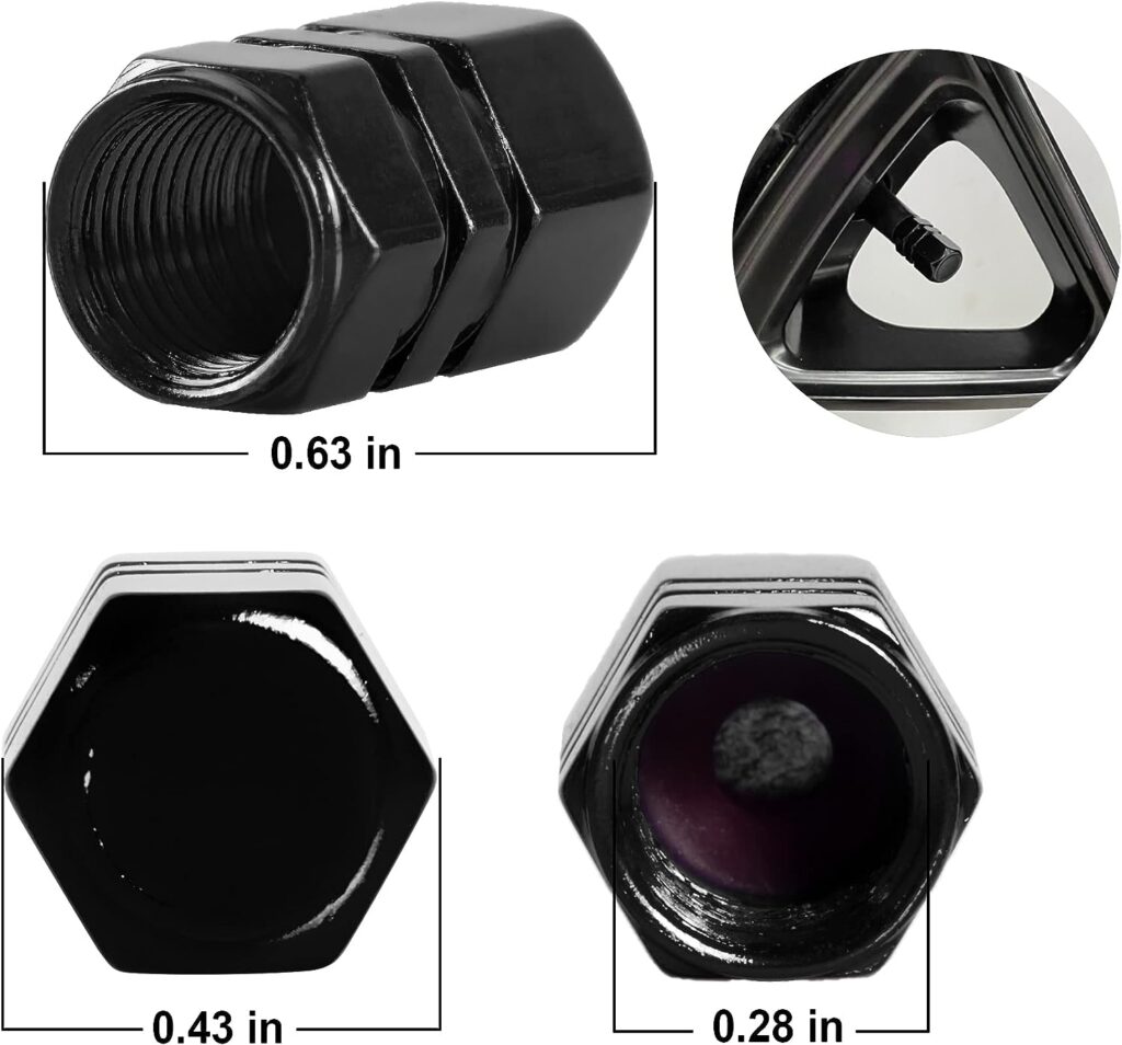JUSTTOP Car Tire Valve Stem Caps, 12pcs Air Caps Cover, Universal for Cars, SUVs, Bike, Trucks and Motorcycles-Black
