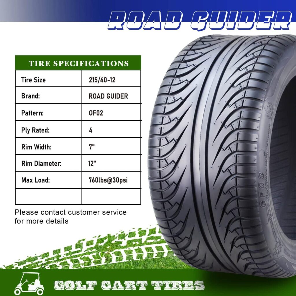 ROADGUIDER 215/40-12 Golf Cart ATV Tires 4 Ply 215/40x12 -Set 4-14005