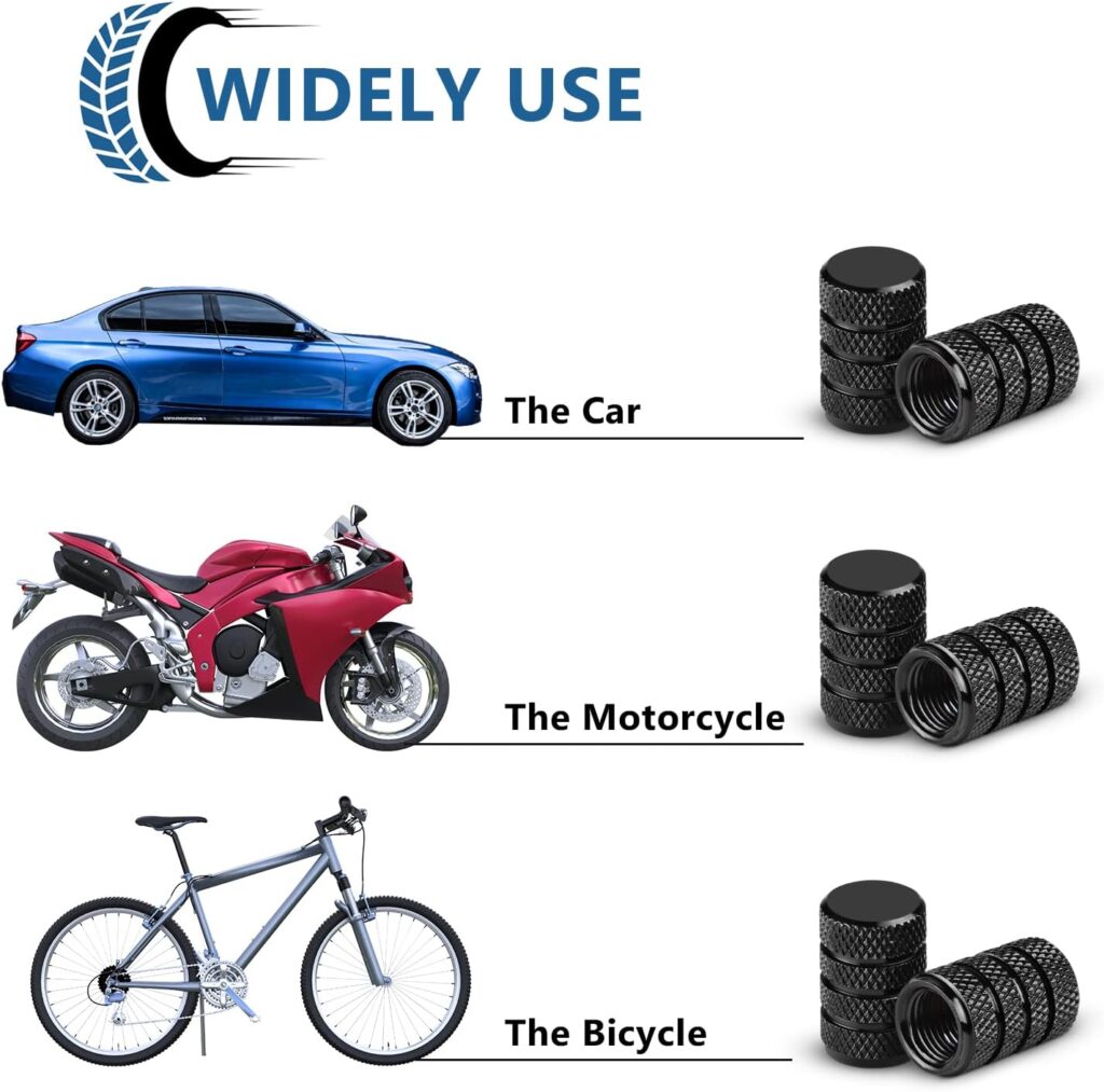 Ouzorp Car Tire Caps, 12PCS Valve Stem Caps-Black, Universal Tire Valve Stem Caps for Cars, SUVs, Bike and Bicycle, Trucks, Motorcycles …