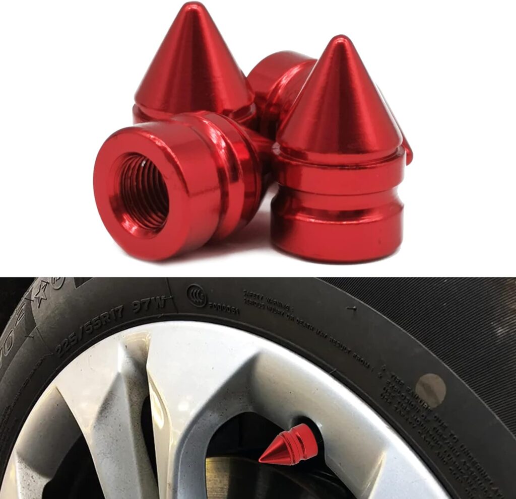 4PCS Car Tire Valve Cap with Universal Tire Trim Accessories and Dust Proof Tire Cover Suitable for Cars Trucks SUVs and Motorcycles.(Red)