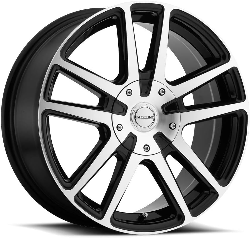 Raceline Wheels 145M Encore Wheel Black W/Machined Finish 17X7.55X110/5X115 Bolt Pattern +40mm Offset/(5.82B/S) 10 Spoke Aluminum Passenger Car Wheels, Full Size Replacement Black Car Rims