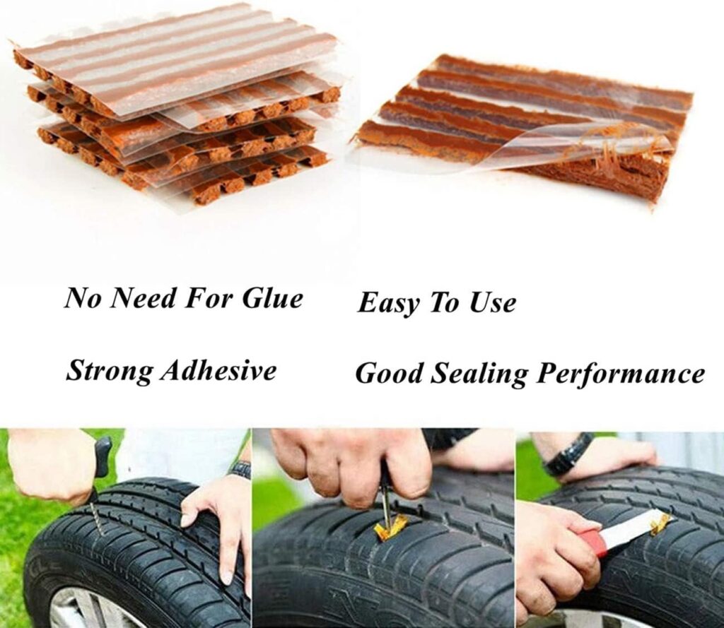 HappyBeeYo Pack of 100 Tire Repair Plugs, Tire Repair Strings Rubber Strips,Self Vulcanizing Tubeless Seal(100mm x 6mm) for Cars