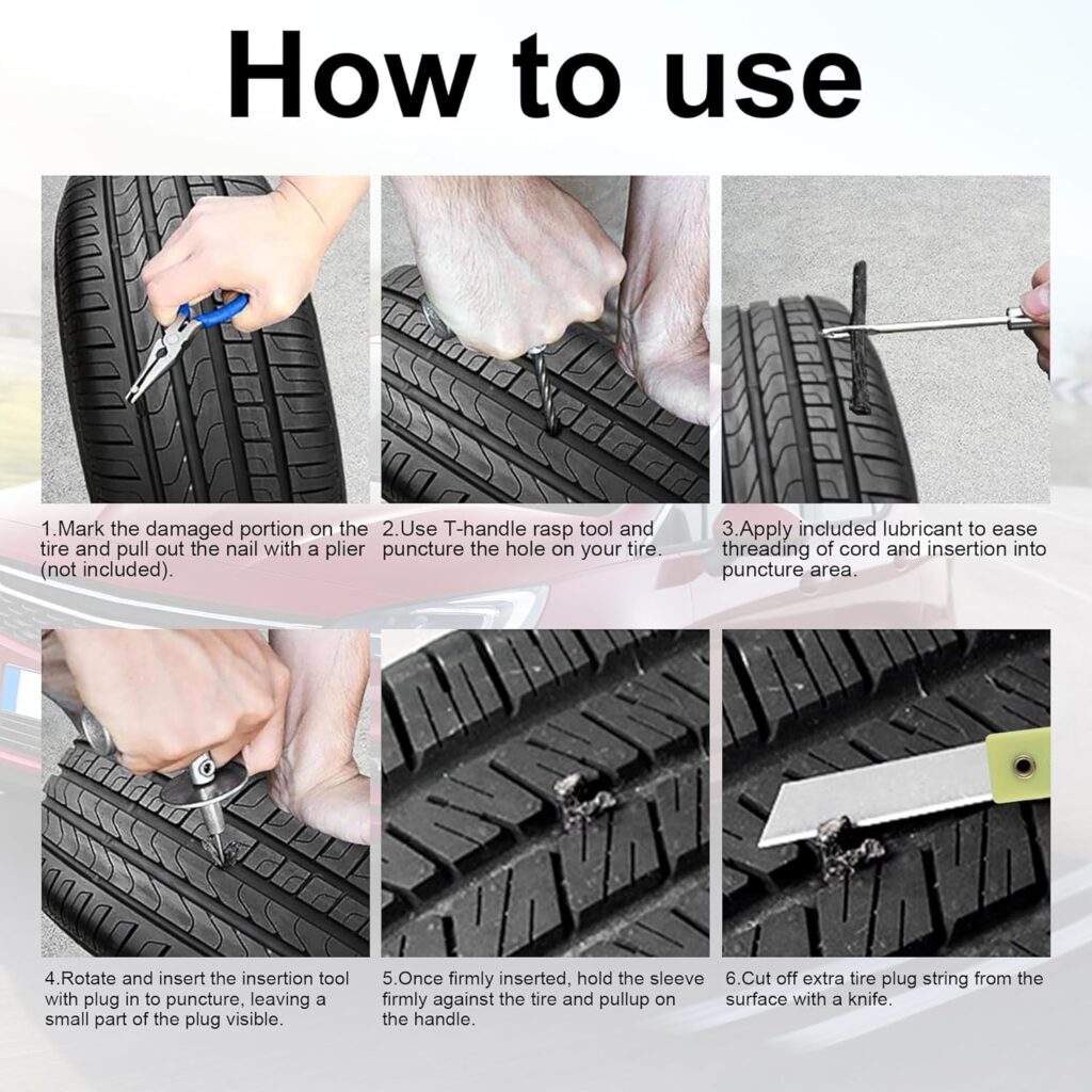 SINGARO Tire Repair Kit with Plugs, 36PCS Tire Plug Kit Heavy Duty Professional for Car, Motorcycle, Jeep, Truck, Tractor Flat Tire Puncture Repair