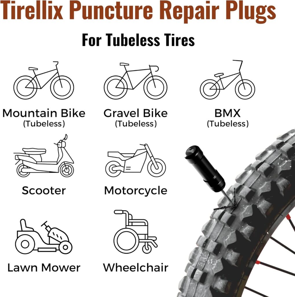 Tirellix Tubeless Bike Tire Plugs (⌀0.06 or ⌀0.137) - 30-Pack Tire Repair Plugs Refill, Tubeless Bacon Strips for MTB, Gravel, Road Bike, Tire Plug Kit Essential, Ideal for Flat Tire, Minor Puncture